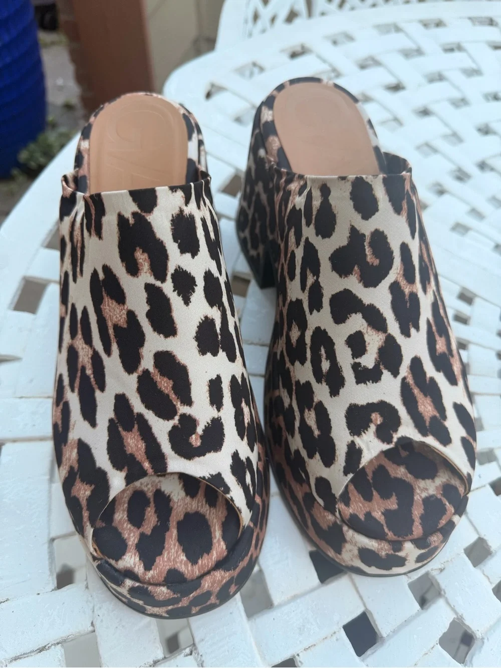 Ganni Leopard-Print Platform Mule Clogs in Brown and Black